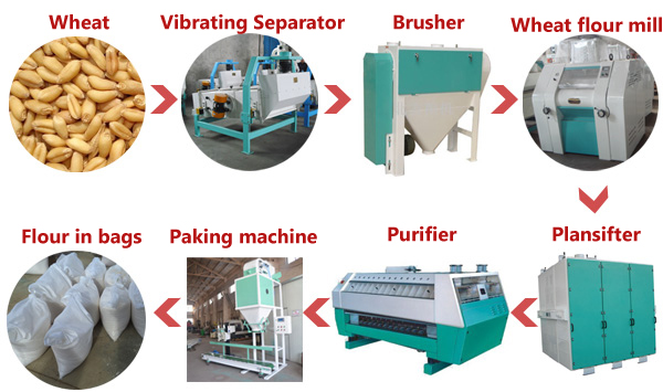 A Productive Wheat Flour Production Line Form 30t To 300t Per Day 